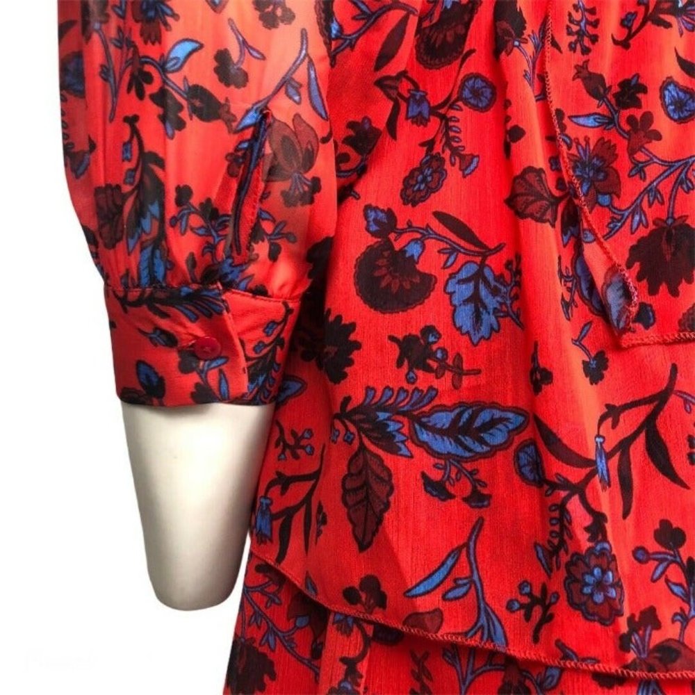 ZARA RUFFLE RED FLORAL SHORT DRESS - Picture 3 of 15